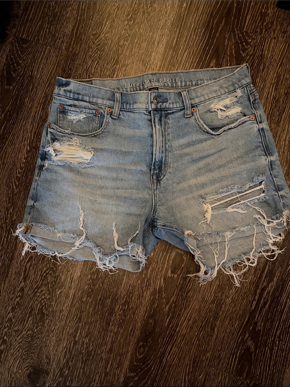 American Eagle Outfitters Light Wash Distressed “AE EX-BOYFRIEND SHORT”